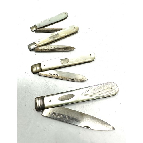 68 - 4 x .925 sterling mop fruit knives