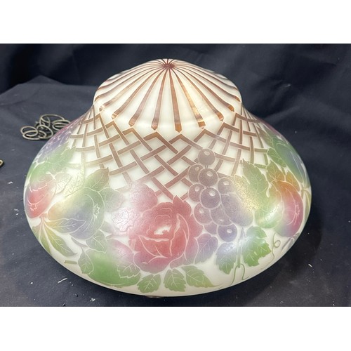 459 - Signed Nancito french floral glass diffuser shade measures approx 40 inches diameter