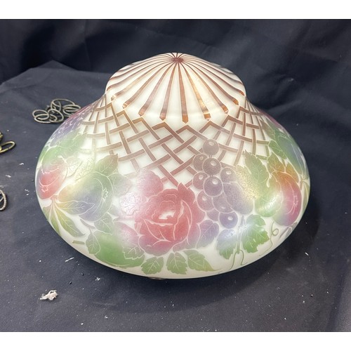 459 - Signed Nancito french floral glass diffuser shade measures approx 40 inches diameter