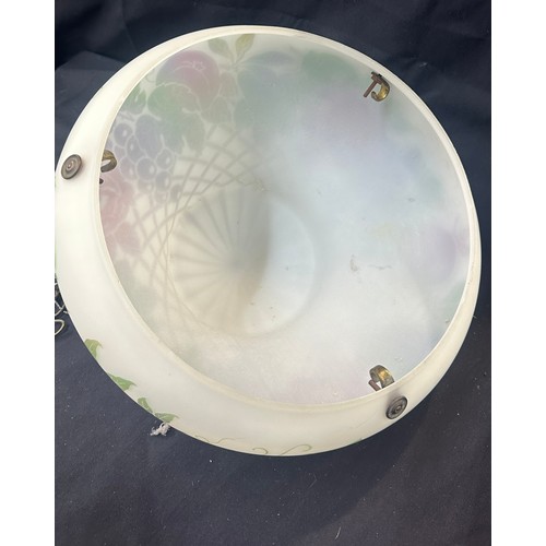 459 - Signed Nancito french floral glass diffuser shade measures approx 40 inches diameter