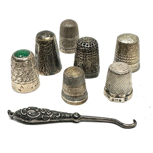 61 - 8 x .925 sterling haberdashery inc thimbles, charles horner, button hook