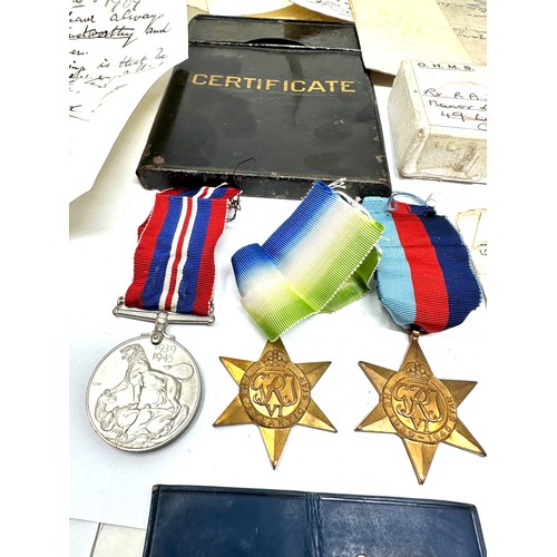 385 - WW1 - WW2 Navy Family Officers Medals & Papers Boxed