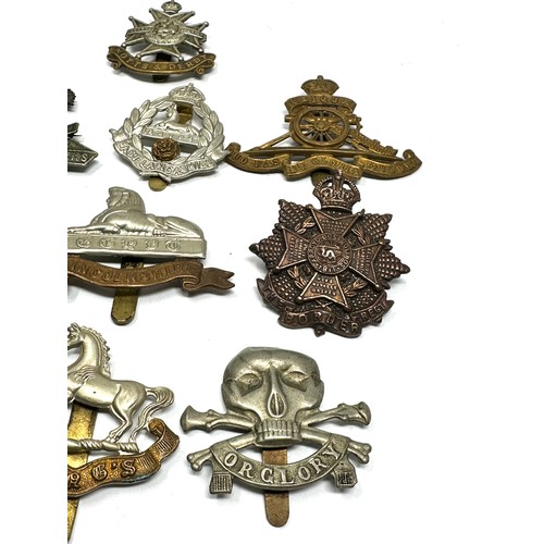 402 - Military Cap Badges x 10 inc. Lancers- Notts & Derby East Lancs