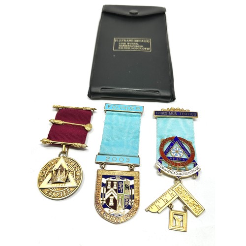 392 - Sterling Silver Masonic Jewels x 3 inc. Metropolitan Grand Lodge Founder 95g