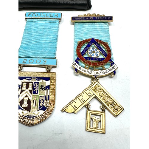 392 - Sterling Silver Masonic Jewels x 3 inc. Metropolitan Grand Lodge Founder 95g