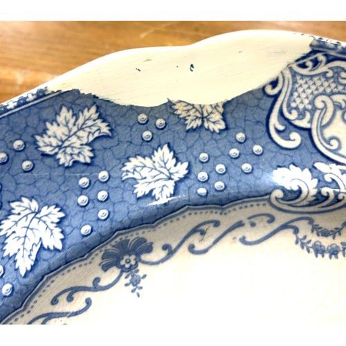 211 - 2 Vintage blue and white meat plates, af, largest measures approximately 20 wide 17 inches depth