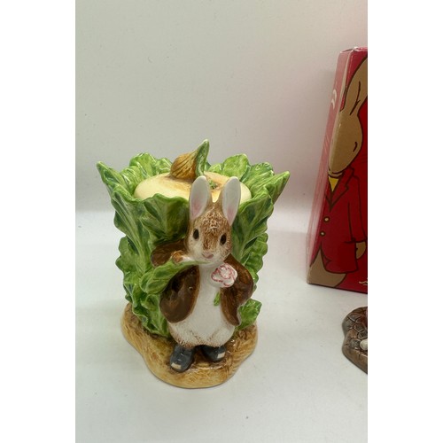 453 - Border fine arts ' The World of Beatrice Potter, Benjamin Bunny Pot' and a Bunny Kins by Royal Doult... 