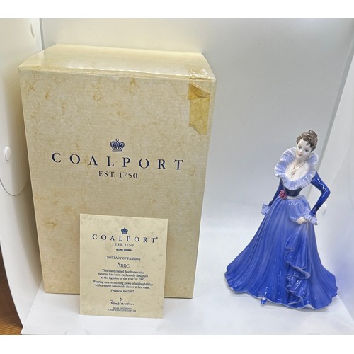 589 - Coalport Figurine Ladies Of Fashion Anne Lady Figure Of The Year 1997 Blue Dress - measures approx 8... 