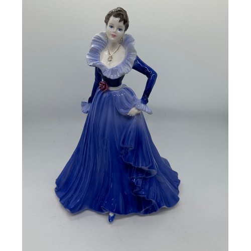 589 - Coalport Figurine Ladies Of Fashion Anne Lady Figure Of The Year 1997 Blue Dress - measures approx 8... 