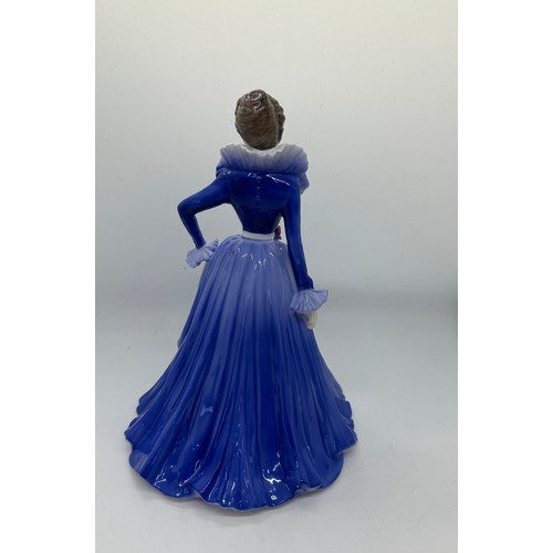 589 - Coalport Figurine Ladies Of Fashion Anne Lady Figure Of The Year 1997 Blue Dress - measures approx 8... 