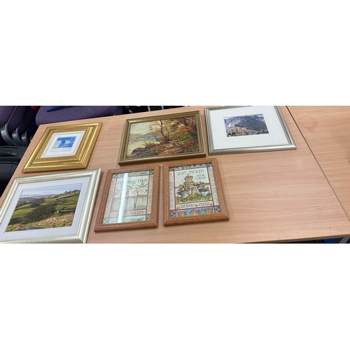 233 - Selection of assorted framed pictures and prints inlcudes oil on board