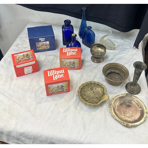 76 - Selection of miscellaneous to include Lilliput lanes, glass, metalware etc