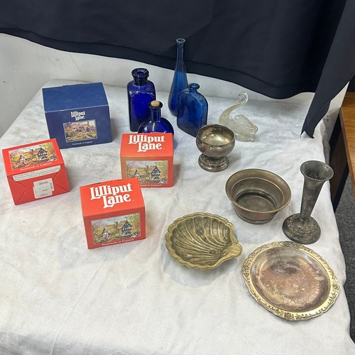 76 - Selection of miscellaneous to include Lilliput lanes, glass, metalware etc