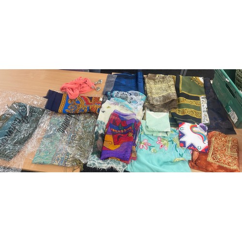 91 - Selection of assorted silk and cotton scarfs