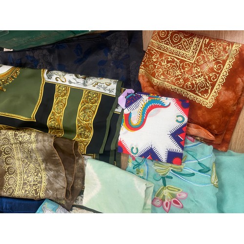 91 - Selection of assorted silk and cotton scarfs