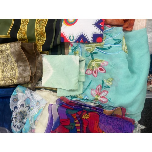 91 - Selection of assorted silk and cotton scarfs