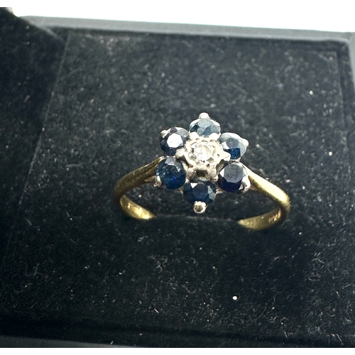 108 - 18ct gold diamond & sapphire ring weight 2g