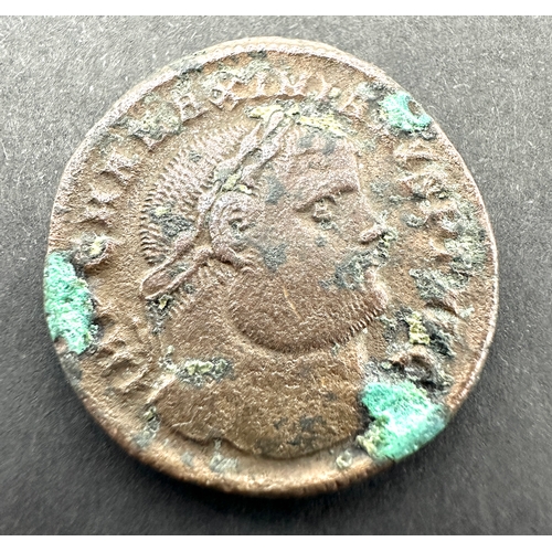 451 - follis of maximianus roman bronze coin with description letter