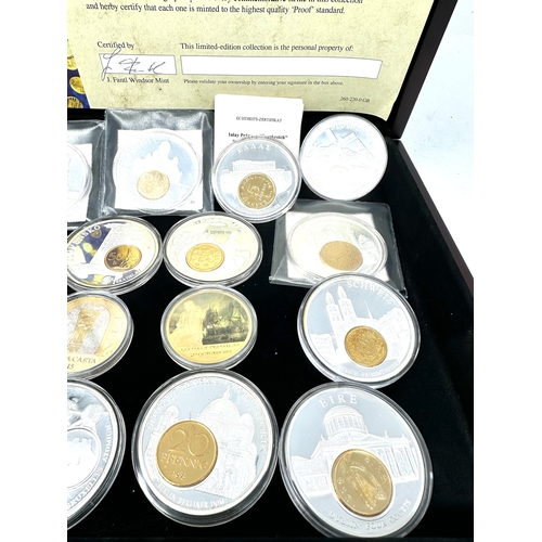 650 - Boxed Collection of Windsor Mint European currency Coins with c.o.a and certificate & magna carta co... 