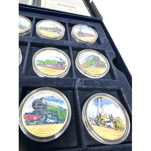 654 - boxed set of the celebration of steam locomotives picture 50 pence coins with c.o.a