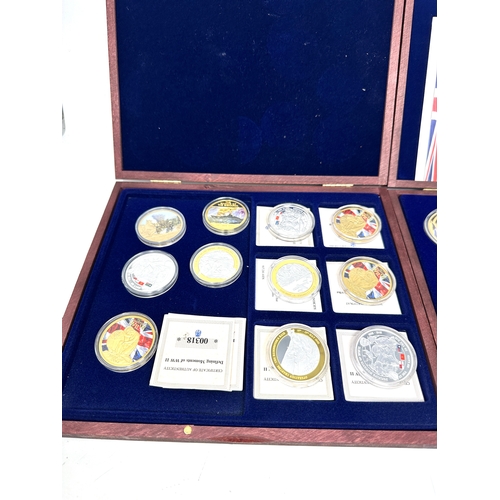 655 - 2 Boxed Collection of Windsor Mint d-day & defining moments Coins & plaques with c.o.a and certifica... 