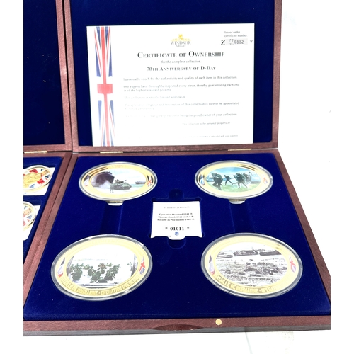 655 - 2 Boxed Collection of Windsor Mint d-day & defining moments Coins & plaques with c.o.a and certifica... 