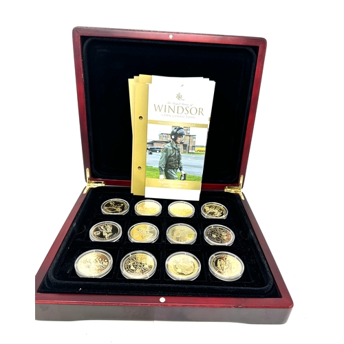 657 - The Royal House Of Windsor Gold Plated Coin Collection Boxed coa x24 +Coa