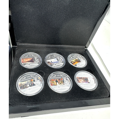 661 - 2 boxed picture coin sets the napoleon wars & battles of ww2