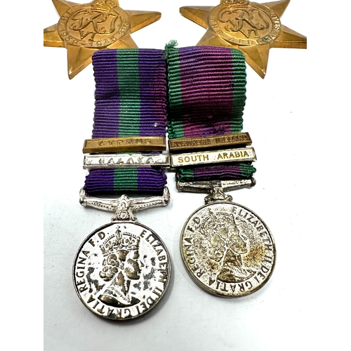 543 - 2 ww2 stars inc africa star & bar & 2 miniature g.s.m medals