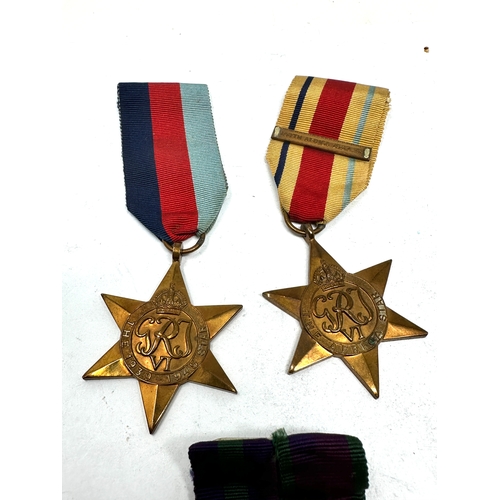 543 - 2 ww2 stars inc africa star & bar & 2 miniature g.s.m medals