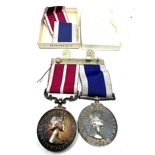 551 - ER.11 meritorious service medal & navy long service medal pair to FCMA J.T.EDWARDS M971732U R.N