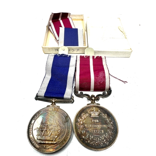 551 - ER.11 meritorious service medal & navy long service medal pair to FCMA J.T.EDWARDS M971732U R.N