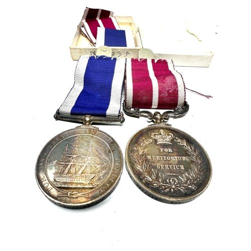 551 - ER.11 meritorious service medal & navy long service medal pair to FCMA J.T.EDWARDS M971732U R.N