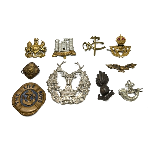 565 - selection of military cap badges etc