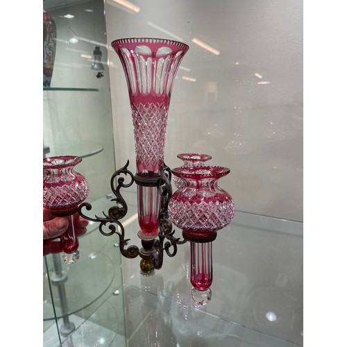 607 - Antique Ruby Glass epergne