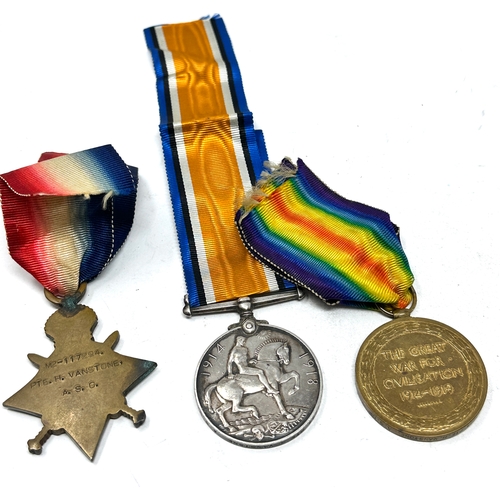 581 - ww1 trio medals to m2-117294 ptye .h vanstone a.s.c