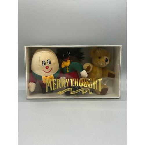 564 - Boxed set small merrythought humpty dumpty, golly and teddy bear