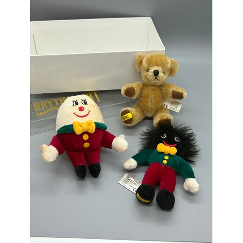 564 - Boxed set small merrythought humpty dumpty, golly and teddy bear