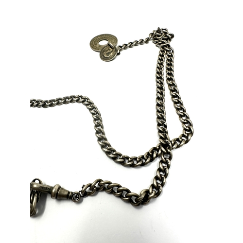 391 - Antique silver double albert pocket watch chain & fob no t-bar weight