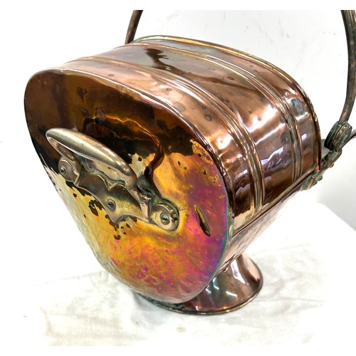 272 - Vintage copper coal skuttle