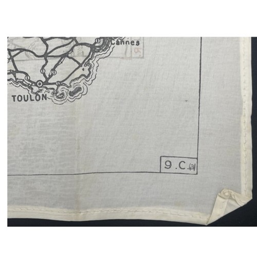 440 - WW2 British RAF Silk Escape Map of France and Germany. Code letter 9C(a) / 9U/R. Double sided