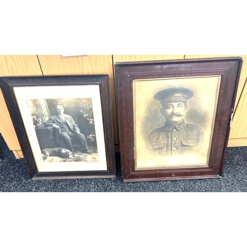 65 - 2 vintage oak framed photos / pictures, largest frame measures Width 21.5 inches, Height 26 inches