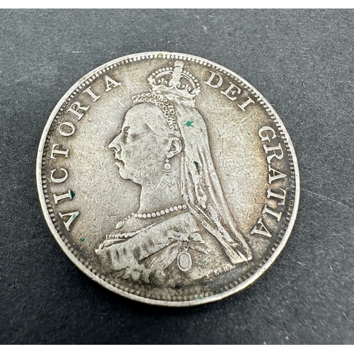 672 - Victorian 1889 silver double florin