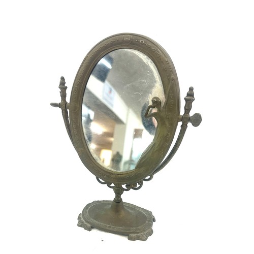 120 - Art deco brass framed mirror, height 10 inches tall