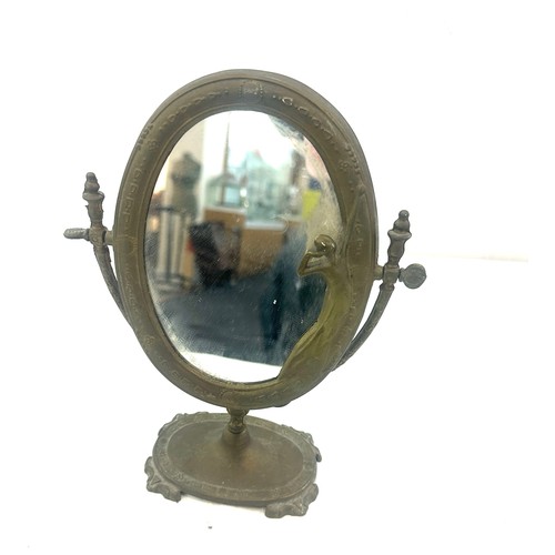 120 - Art deco brass framed mirror, height 10 inches tall