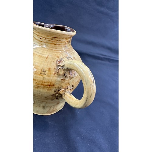 67 - Vintage Studio pottery jug Len stockley, weymouth medieval dragon design 8 inches tall