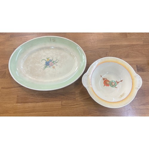 606 - Clarice cliff meat plate and a clarice cliff bowl, 16 inches long