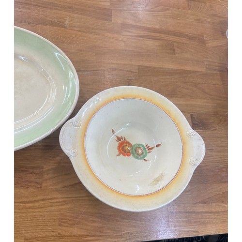 606 - Clarice cliff meat plate and a clarice cliff bowl, 16 inches long