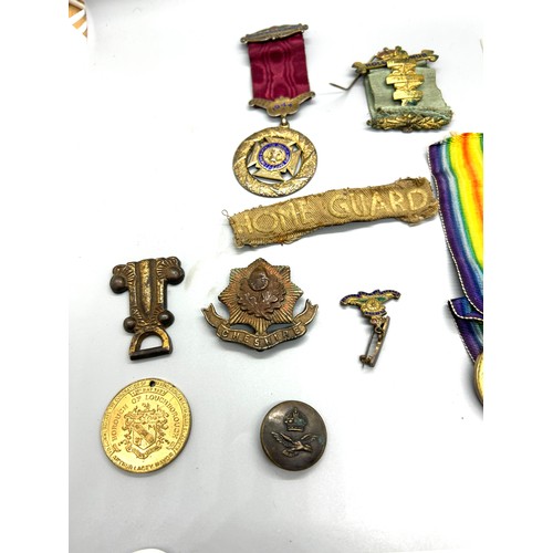 418 - Selection of silver masonic medals and WW2 medals includes Buffalo etc