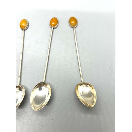 551 - Selection of Silver stone set coffee spoons